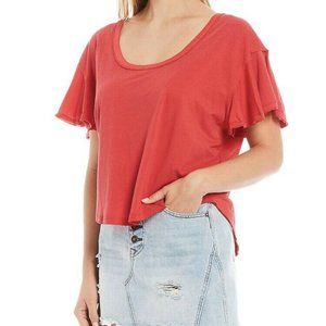 We The Free Float On Flutter Sleeve Crop Top | Red Orange | Size Medium